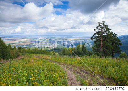 Siberian landscape with Belokurikha town on a background Siberian landscape with Belokurikha town on a background 110954792