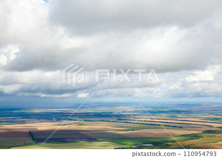 Landscape photo with cloudy sky over Belokurikha, Altai Krai 110954793
