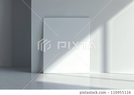 A clean and modern template for advertising, featuring a clear light box with ample space for text or graphics, set against a minimalist background, sleek and professional design 110955116