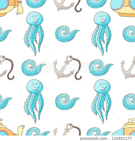 Creative marine seamless pattern 110955277