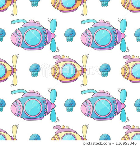 Creative marine seamless pattern 110955346