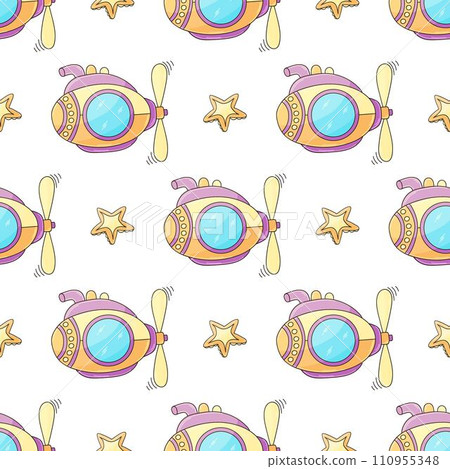 Creative marine seamless pattern 110955348