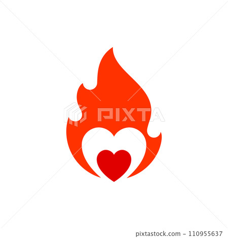 Fire flame, hot heart symbol, vector illustration Fire flame, hot heart symbol, vector illustration 110955637