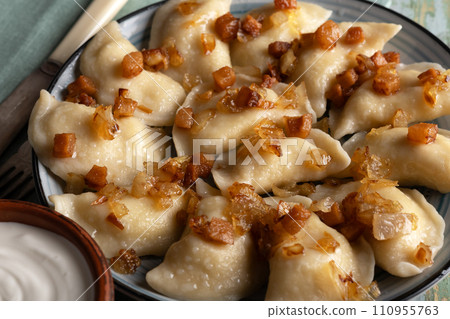 Traditional Ukrainian food - dumplings varenik 110955763
