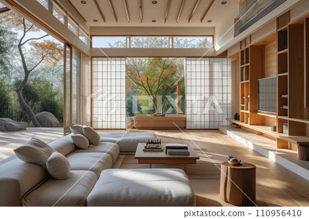 minimalist and modern japandi style living room design minimalist and modern japandi style living room design 110956410
