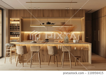 Minimalism modern interior japandi design,kitchen and dining room 110956415