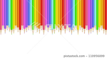 Realistic pencils border. Drawing crayons in a line Realistic pencils border. Drawing crayons in a line 110956899
