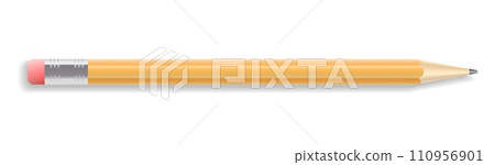 Realistic drawing pencil with rubber end. Sharpened detailed graphic design element 110956901