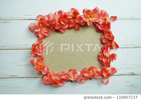 Empty Paper Caft with LED cotton balls on wooden background Empty Paper Caft with LED cotton balls on wooden background 110957137