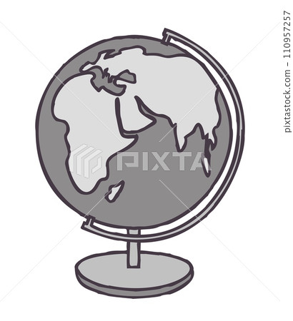 Doodle Earth globe icon. Hand drawn planet symbol isolated on white background 110957257
