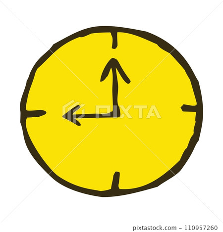 Doodle colorful wall clock icon hand drawn with thin line in minimalistic style 110957260