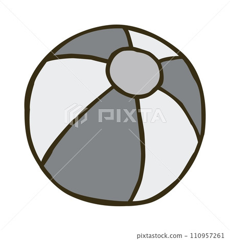 Doodle beach ball. Hand drawn beach toy symbol isolated on white background 110957261