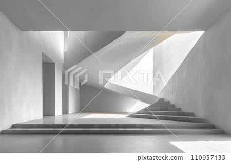 a white image of an empty room with an object inside it a white image of an empty room with an object inside it 110957433