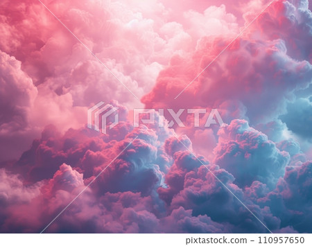 a pink and blue pattern on the clouds 110957650