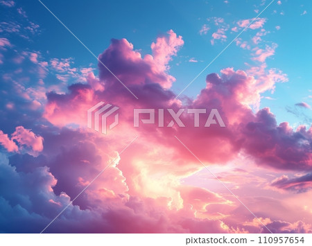 a pink and blue sky in the summer 110957654