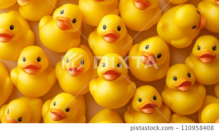 Background made of many yellow rubber ducks Background made of many yellow rubber ducks 110958408