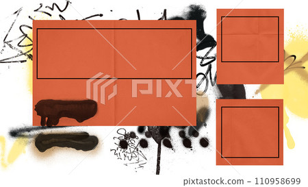 Banner for paper company or stationery store. Template for personal and business planner. Abstract empty red frames over red background 110958699