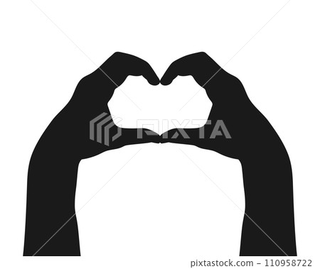 Hand drawn hands making heart silhouette. Hands making a heart gesture. Vector illustration 110958722