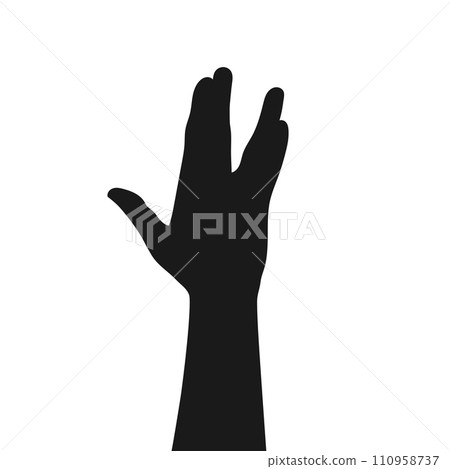 Vulcan salute gesture silhouette. Live long and prosper hand sign. Vector illustration Vulcan salute gesture silhouette. Live long and prosper hand sign. Vector illustration 110958737