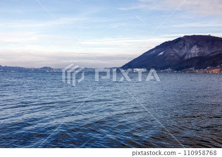 Landscape on Lake Traunsee in Salzkammergut in Upper Austria in winter. Landscape on Lake Traunsee in Salzkammergut in Upper Austria in winter. 110958768