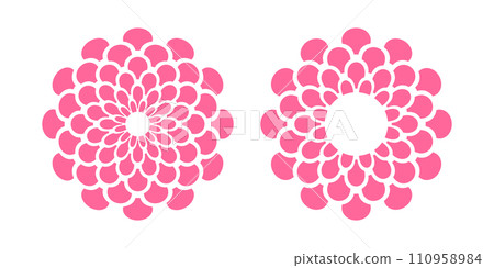Abstract Flower Icons. Radial Circle Patterns. Design Elements Set. Vector Art. 110958984