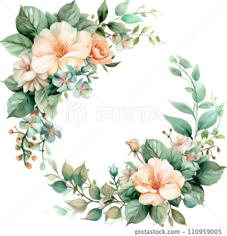 watercolor wedding elegant border isolated 110959005