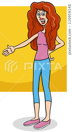 cartoon funny young woman or girl character 110959148