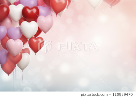 AI-generated content. Heart-Shaped Balloons on Pastel Background 110959470