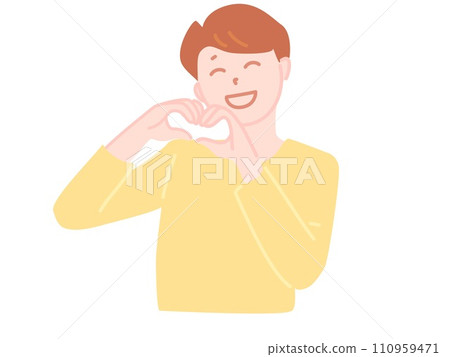 Smiling man making a heart with a hand sign Smiling man making a heart with a hand sign 110959471
