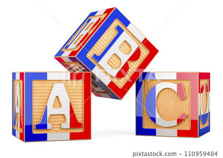 ABC cubes with French flag. 3D rendering 110959484