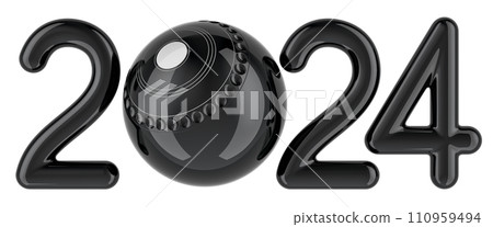 Lawn Bowl 2024, black color. 3D rendering 110959494