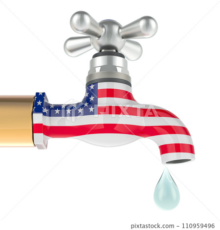 Water resources in the USA, drinking water of the United States, 3D rendering 110959496