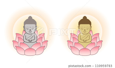 illustration of gold buddah and stone buddah illustration of gold buddah and stone buddah 110959783