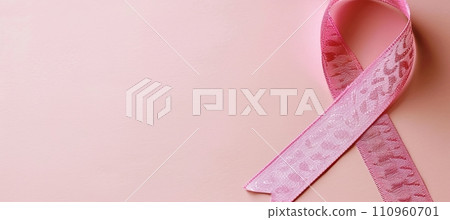 Breast cancer awareness month symbol with pink ribbon on isolated pink background with copy space Breast cancer awareness month symbol with pink ribbon on isolated pink background with copy space 110960701
