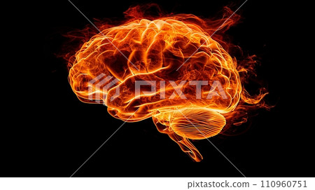 Neurological disorders concept brain on fire, parkinson s, alzheimer s, dementia, or ms. Neurological disorders concept brain on fire, parkinson s, alzheimer s, dementia, or ms. 110960751