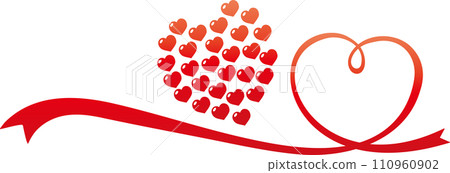 many hearts and big heart ribbon many hearts and big heart ribbon 110960902