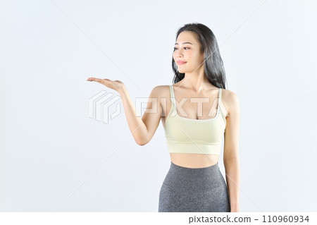 A woman wearing sportswear making recommendations A woman wearing sportswear making recommendations 110960934