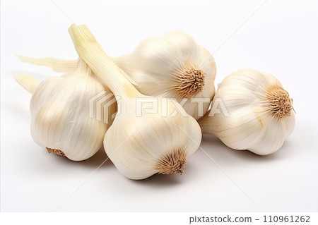 Whole fresh garlic bulbs isolated on white background for culinary ingredient concept 110961262