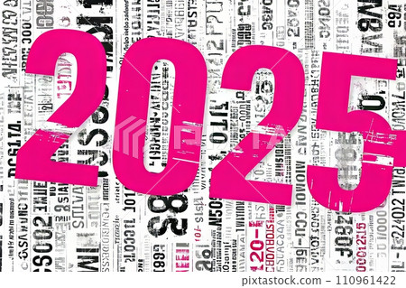 Eye catching and stylish 2025 number displayed on a clean and minimalist white background 110961422
