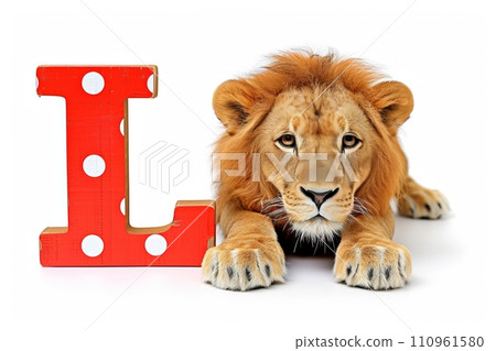 Lion head letter l isolated on white background for design, typography, or wildlife concepts. Lion head letter l isolated on white background for design, typography, or wildlife concepts. 110961580