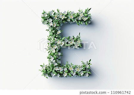 3d modern style edelweiss flower letter e isolated on white background for design and decoration 3d modern style edelweiss flower letter e isolated on white background for design and decoration 110961742