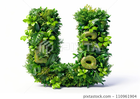 3d modern style letter u made from umbrella plant flowers isolated on white background 3d modern style letter u made from umbrella plant flowers isolated on white background 110961904