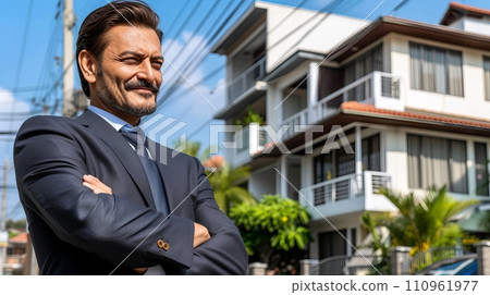 Confident successful asian man smiling and looking determined with confidence and determination 110961977