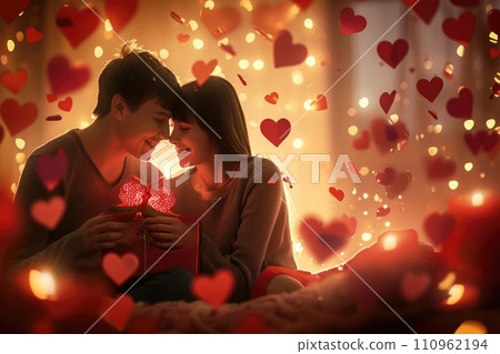 AI-generated content. romantic couple giving valentines day gift of pragma love AI-generated content. romantic couple giving valentines day gift of pragma love 110962194