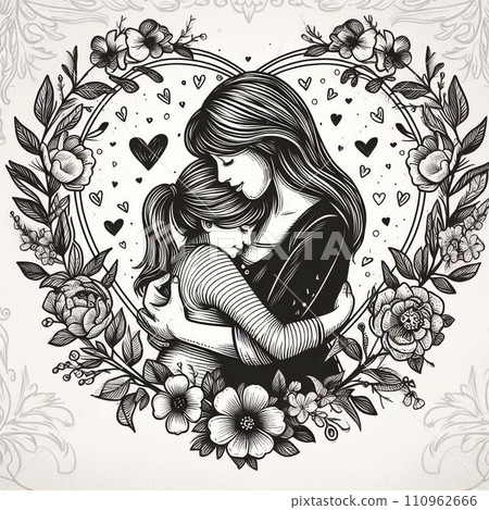 mother and daughter illustration 110962666