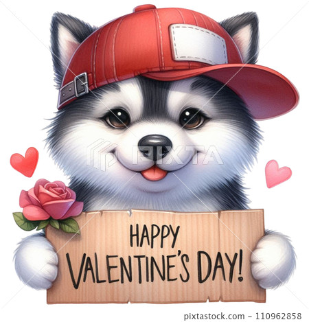 cute white puppy with heart cute white puppy with heart 110962858