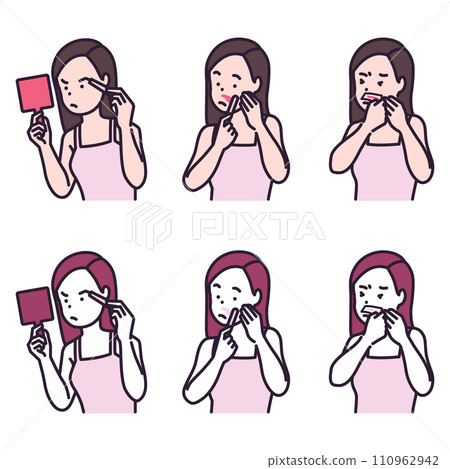 illustration of a woman waxing facial hair 110962942