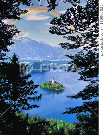 St. Mary's Church on Lake Bled, Slovenia 110963023