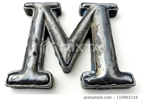 Bold uppercase letter  m  on a clean white background with copy space for text or design elements 110963138