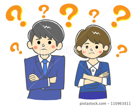 Why? A pair of office workers full of doubts Why? A pair of office workers full of doubts 110963811